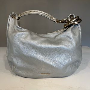 Jimmy Choo Silver Metallic Deerskin Leather Solar L Bag